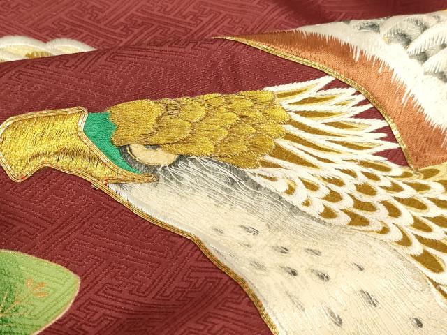 平和屋着物[]お宮参り　男の子　祝着　産着　初着　のしめ　駒刺繍　鷹　松　金糸　金彩　逸品　AABI2773ja
