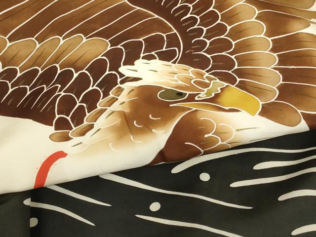 平和屋着物[]お宮参り　男の子　祝着　産着　初着　のしめ　鷹　楽器文　金彩　逸品　AABI2774ja