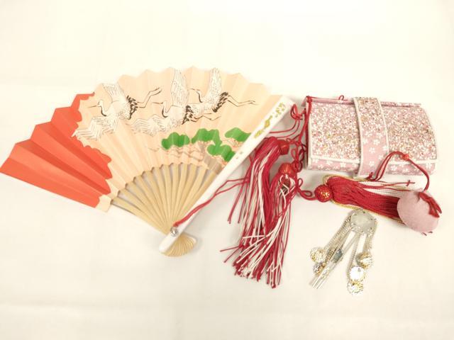 平和屋本店[]七五三　女の子　和装小物セット　舞桜文　金銀彩　箱付き　AABI2778ja