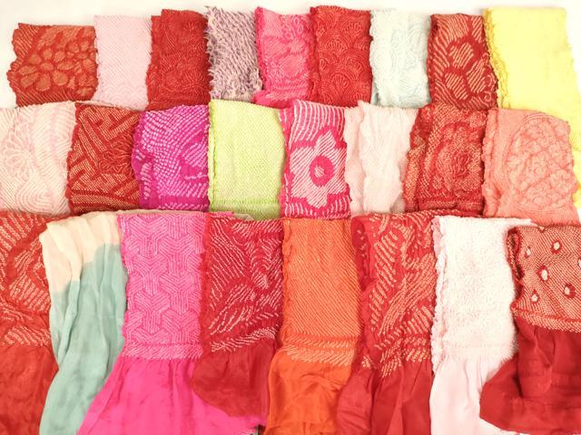 平和屋着物[]七五三　女の子　和装小物　帯揚げ25枚セット　総絞り　中抜き絞り　正絹　逸品　AABI2784ja