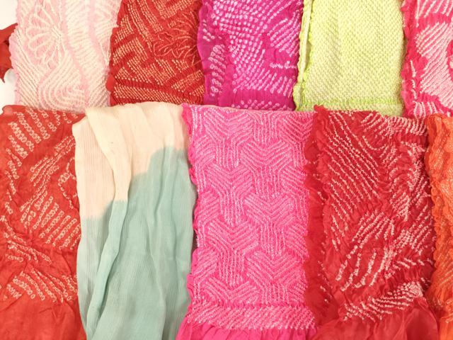平和屋着物[]七五三　女の子　和装小物　帯揚げ25枚セット　総絞り　中抜き絞り　正絹　逸品　AABI2784ja