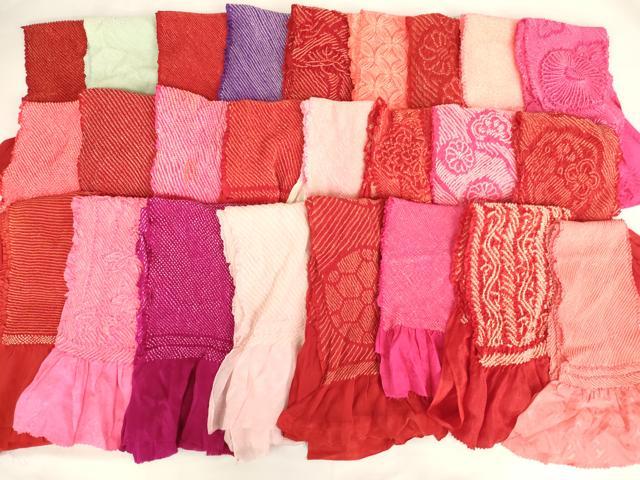 平和屋着物[]七五三　女の子　和装小物　帯揚げ25枚セット　総絞り　中抜き絞り　正絹　逸品　AABI2785ja