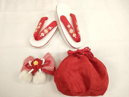 平和屋本店[]七五三　女の子　３歳　祝着　三つ身　長襦袢（単衣）・被布・小物セット　CouCou Memoire　金彩　箱付き　未使用　AABI2816ja