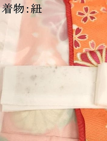 平和屋本店[]七五三 女の子 ３歳 祝着 三つ身 長襦袢（単衣）・被布・小物セット 雪輪花文 金彩 箱付き 未使用 AABI2817ja