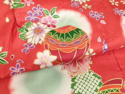 平和屋本店[]七五三　女の子　３歳　祝着　三つ身　長襦袢（単衣）・被布・小物セット　花手毬文　暈し染め 金彩 箱付き 未使用 AABI2818ja
