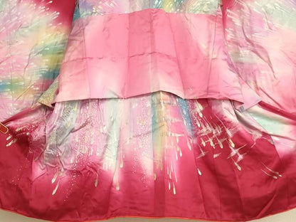 平和屋着物[]七五三　女の子　５歳　祝着　刺繍　抽象文　暈し染め　銀糸　金銀彩　逸品　AABI2821ja