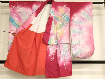 平和屋着物[]七五三　女の子　５歳　祝着　刺繍　抽象文　暈し染め　銀糸　金銀彩　逸品　AABI2821ja