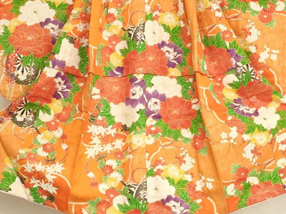 平和屋着物[]七五三　女の子　５歳　祝着　半襦袢（無双仕立て）セット　花車文　金彩　逸品　AABI2825ja