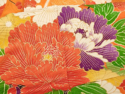 平和屋着物[]七五三　女の子　５歳　祝着　半襦袢（無双仕立て）セット　花車文　金彩　逸品　AABI2825ja