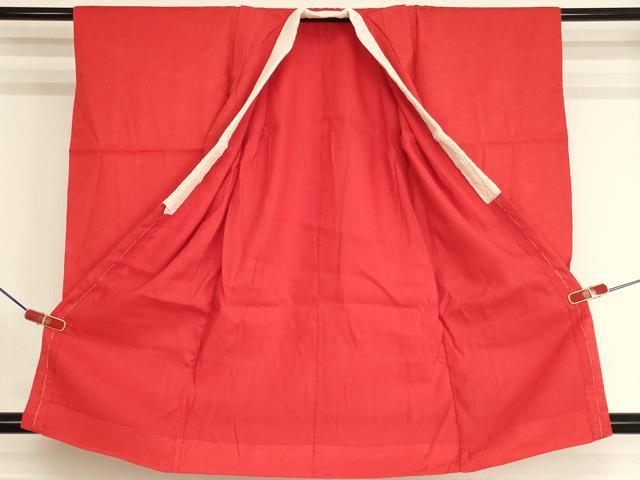 平和屋着物∵子供　女の子　長襦袢　袷　のしめ　流水菊地紋　紅赤色　逸品　AABI2826ja