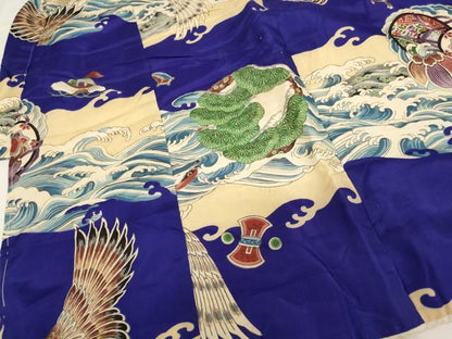 平和屋着物[]七五三　男の子　３歳　祝着　一つ身　鷹　立波吉祥文　逸品　AABI2830ja