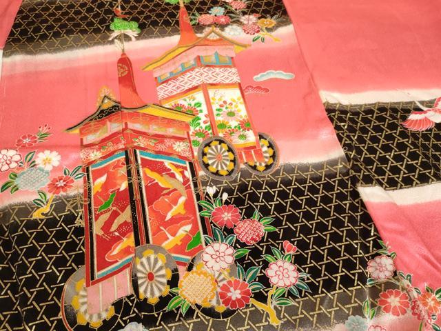平和屋着物[]七五三　女の子　７歳　祝着　四つ身　山車　暈し染め　金彩　AABI2833ja