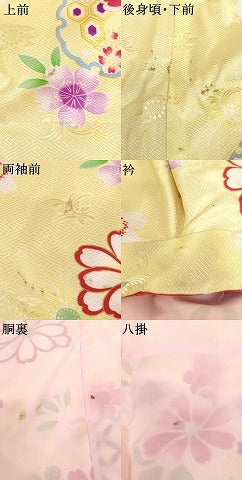 平和屋着物[]七五三　女の子　７歳　祝着　四つ身　雪輪花文　金彩　洗える着物　AABI2838ja