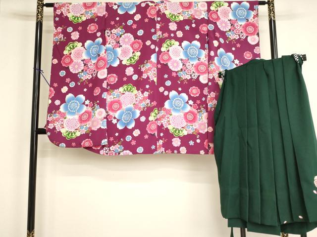 平和屋着物∵女の子　十三参り　子供　祝着・行灯袴セット　arisana　舞花文　洗える着物　AABI2844ja