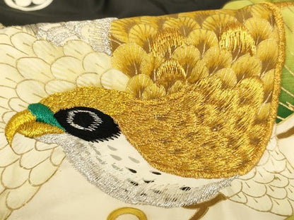 平和屋着物[]七五三　男の子　５歳　祝着・長襦袢（袷）セット　一つ身　刺繍　鷹　松　金銀糸　金彩　逸品　AABI2846ja