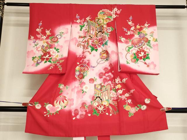 平和屋着物[]お宮参り　女の子　祝着　産着　初着　のしめ　刺繍　御所車花文　金糸　金彩　逸品　AABI2847ja
