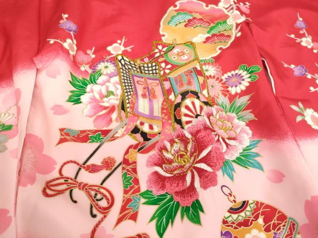平和屋着物[]お宮参り　女の子　祝着　産着　初着　のしめ　刺繍　御所車花文　金糸　金彩　逸品　AABI2847ja