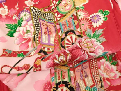 平和屋着物[]お宮参り　女の子　祝着　産着　初着　のしめ　刺繍　御所車花文　金糸　金彩　逸品　AABI2847ja