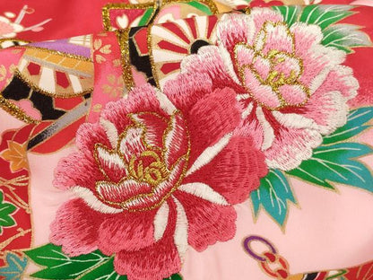 平和屋着物[]お宮参り　女の子　祝着　産着　初着　のしめ　刺繍　御所車花文　金糸　金彩　逸品　AABI2847ja