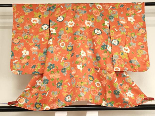 平和屋着物[]七五三 女の子 ３歳 祝着 三つ身 舞花文 逸品 未使用 AABI2850ja