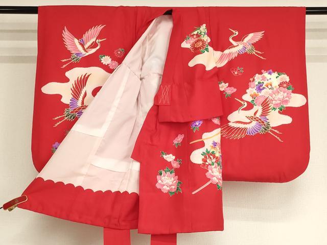 平和屋着物[]七五三 女の子 ３歳 祝着 三つ身 糸巻き飛鶴花文 金彩 逸品 AABI2853ja