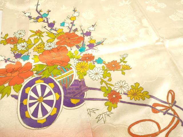 平和屋着物[]七五三 女の子 ５歳 祝着 駒刺繍 花車文 暈し染め 金彩 逸品 AABI2857ja