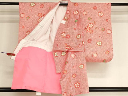 平和屋着物[]七五三 女の子 ３歳 祝着 三つ身 長襦袢（単衣・半衿刺繍）・被布セット 桜手毬文 暈し染め 金彩 AABI2861ja