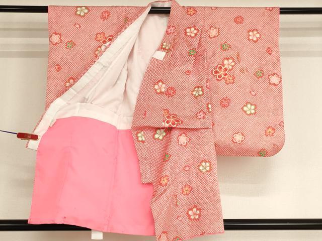 平和屋着物[]七五三 女の子 ３歳 祝着 三つ身 長襦袢（単衣・半衿刺繍）・被布セット 桜手毬文 暈し染め 金彩 AABI2861ja