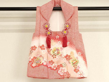 平和屋着物[]七五三 女の子 ３歳 祝着 三つ身 長襦袢（単衣・半衿刺繍）・被布セット 桜手毬文 暈し染め 金彩 AABI2861ja