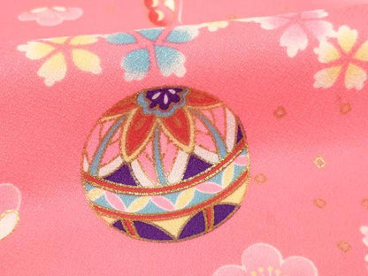 平和屋着物[]七五三 女の子 ３歳 祝着 三つ身 長襦袢（単衣・半衿刺繍）セット 手毬花蝶文 暈し染め 金彩 AABI2863ja