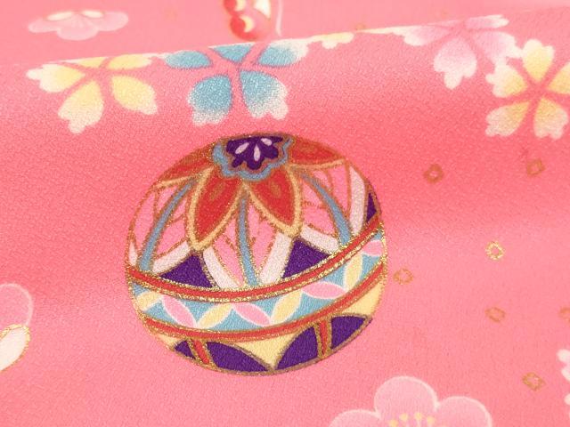 平和屋着物[]七五三 女の子 ３歳 祝着 三つ身 長襦袢（単衣・半衿刺繍）セット 手毬花蝶文 暈し染め 金彩 AABI2863ja