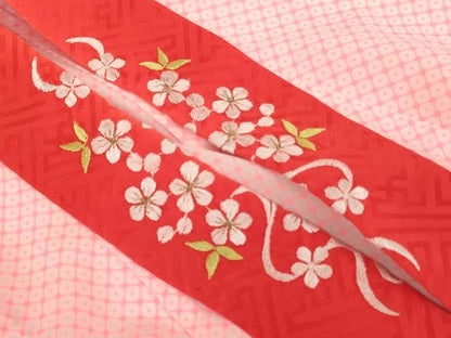 平和屋着物[]七五三 女の子 ３歳 祝着 三つ身 長襦袢（単衣・半衿刺繍）セット 手毬花蝶文 暈し染め 金彩 AABI2863ja
