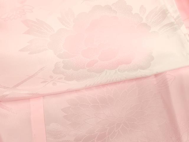 平和屋着物[]子供 女の子 長襦袢 単衣 菊 牡丹地紋 暈し染め 半衿刺繍 洗える着物 未使用 AABI2864ja
