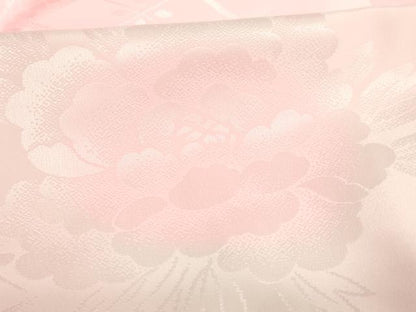 平和屋着物[]子供 女の子 長襦袢 単衣 菊 牡丹地紋 暈し染め 半衿刺繍 洗える着物 未使用 AABI2864ja