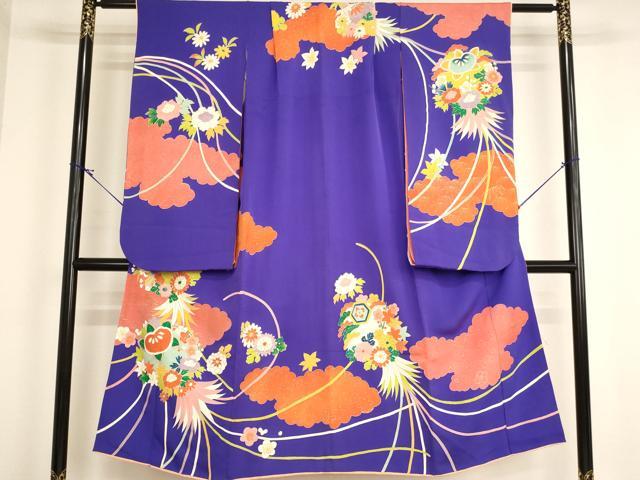 平和屋着物[]七五三 女の子 ７歳 祝着 四つ身 飾花文 金彩 逸品 AABI2865ja