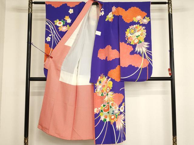 平和屋着物[]七五三 女の子 ７歳 祝着 四つ身 飾花文 金彩 逸品 AABI2865ja