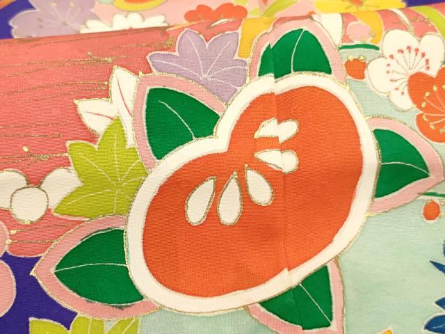 平和屋着物[]七五三 女の子 ７歳 祝着 四つ身 飾花文 金彩 逸品 AABI2865ja