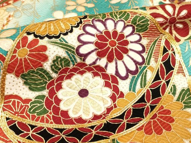 平和屋着物[]七五三 女の子 ７歳 祝着 四つ身 駒刺繍 鈴 花蝶文 暈し染め 金彩 逸品 AABI2868ja