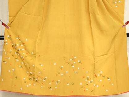 平和屋着物[]七五三　女の子　７歳　祝着　四つ身　総刺繍　舞桜文　金糸　逸品　AABI2869ja