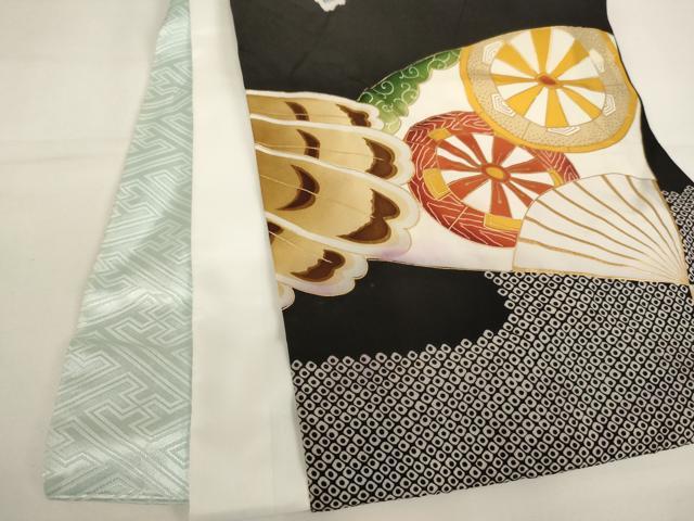 平和屋着物[]お宮参り 男の子 祝着 産着 初着 のしめ 駒刺繍 鷹 舞扇文 金彩 逸品 AABI2870ja