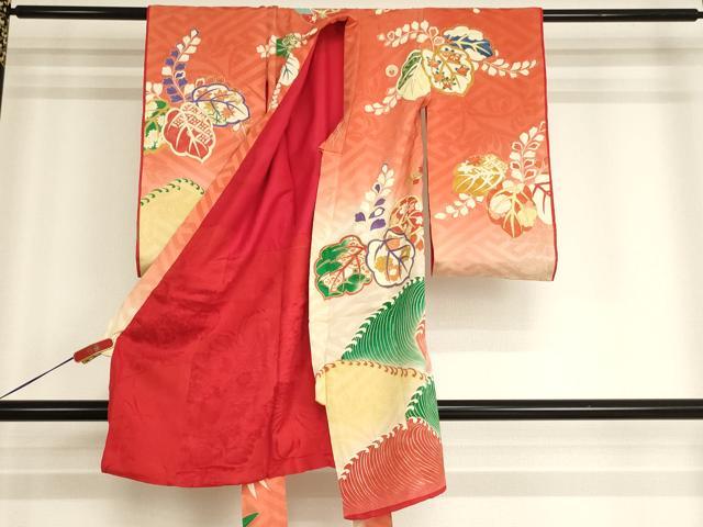 平和屋着物[]アンティーク 大正ロマン 七五三 女の子 ３歳 祝着 一つ身 長襦袢（袷）セット 駒刺繍 桐 金彩 逸品 AABI2873ja