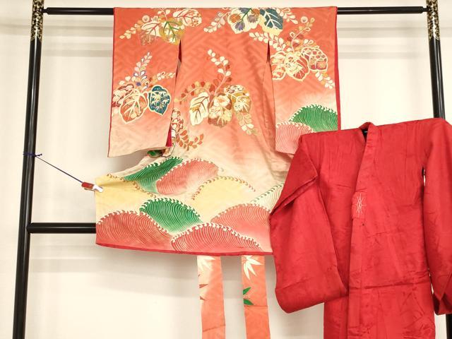 平和屋着物[]アンティーク 大正ロマン 七五三 女の子 ３歳 祝着 一つ身 長襦袢（袷）セット 駒刺繍 桐 金彩 逸品 AABI2873ja