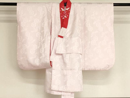 平和屋着物[]七五三 女の子 ３歳 祝着 三つ身 長襦袢（袷・半衿刺繍）セット 駒刺繍 花手毬文 暈し染め 金彩 逸品 AABI2875ja