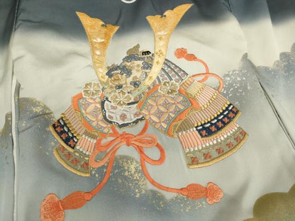 平和屋着物[]お宮参り 男の子 祝着 産着 初着 のしめ 刺繍 兜 暈し染め 金銀糸 金銀彩 逸品 AABI2876ja