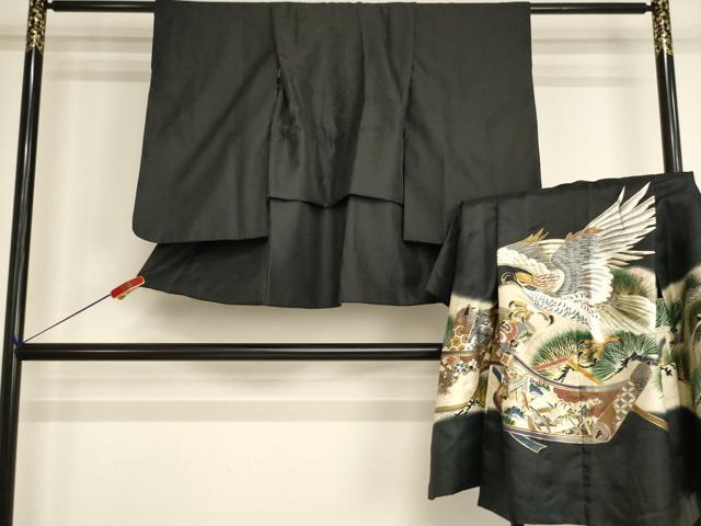 平和屋着物[]七五三 男の子 ５歳 祝着・羽織セット 鷹 風景絵巻松文 暈し染め 金彩 AABI2877ja