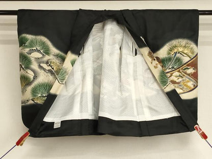 平和屋着物[]七五三 男の子 ５歳 祝着・羽織セット 鷹 風景絵巻松文 暈し染め 金彩 AABI2877ja