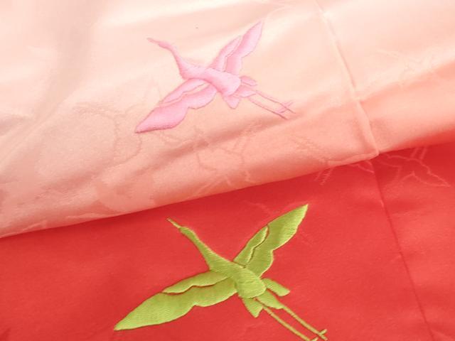平和屋着物[]七五三 女の子 ３歳 被布 刺繍 折り鶴 暈し染め 洗える着物 未使用 AABI2878ja