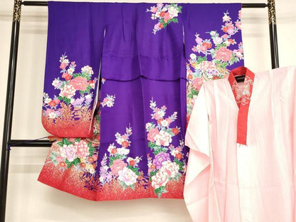 平和屋着物[]七五三 女の子 ５歳 祝着 長襦袢（単衣・半衿刺繍）セット 鈴花文 金彩 逸品 AABI2880ja