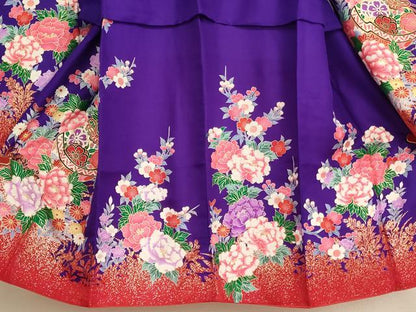 平和屋着物[]七五三 女の子 ５歳 祝着 長襦袢（単衣・半衿刺繍）セット 鈴花文 金彩 逸品 AABI2880ja