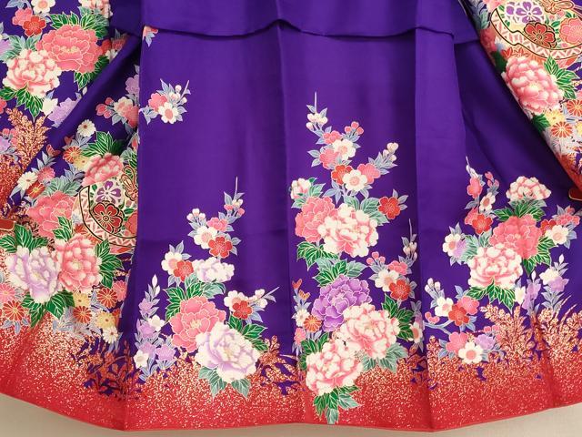 平和屋着物[]七五三 女の子 ５歳 祝着 長襦袢（単衣・半衿刺繍）セット 鈴花文 金彩 逸品 AABI2880ja